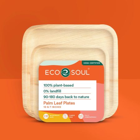 10 Inch & 7 Inch Square Compostable Palm Leaf Plates