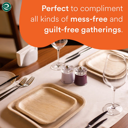 10 Inch & 7 Inch Square Compostable Palm Leaf Plates - Image 7