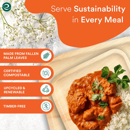 10 Inch & 7 Inch Square Compostable Palm Leaf Plates - Image 6