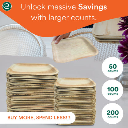10 Inch & 7 Inch Square Compostable Palm Leaf Plates - Image 4