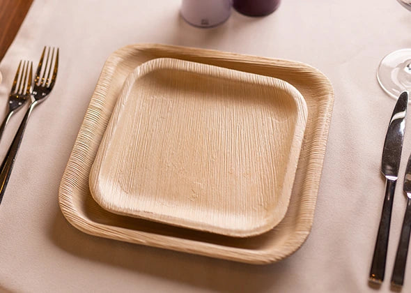 10 Inch & 7 Inch Square Compostable Palm Leaf Plates - Image 3