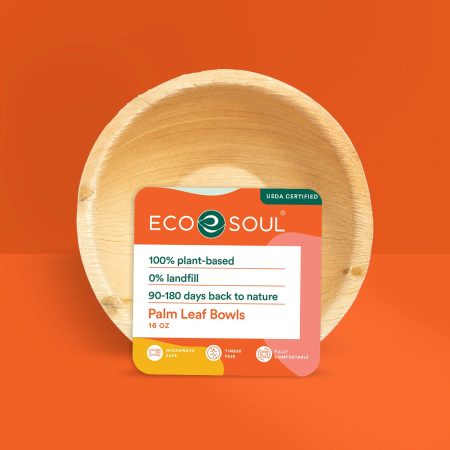 16 oz Compostable 6 Inch Round Palm Leaf Bowls